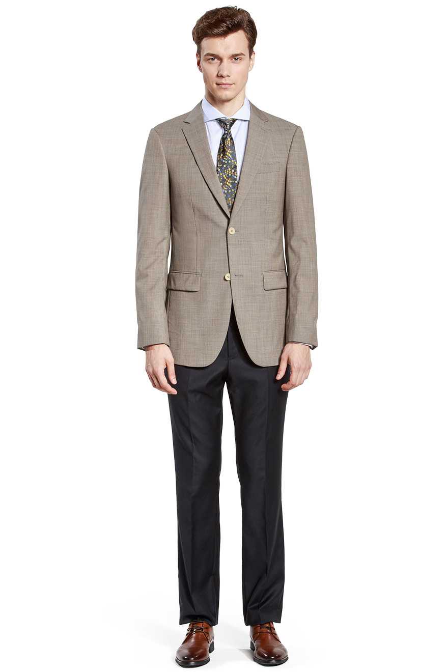 商务千鸟驼色单西