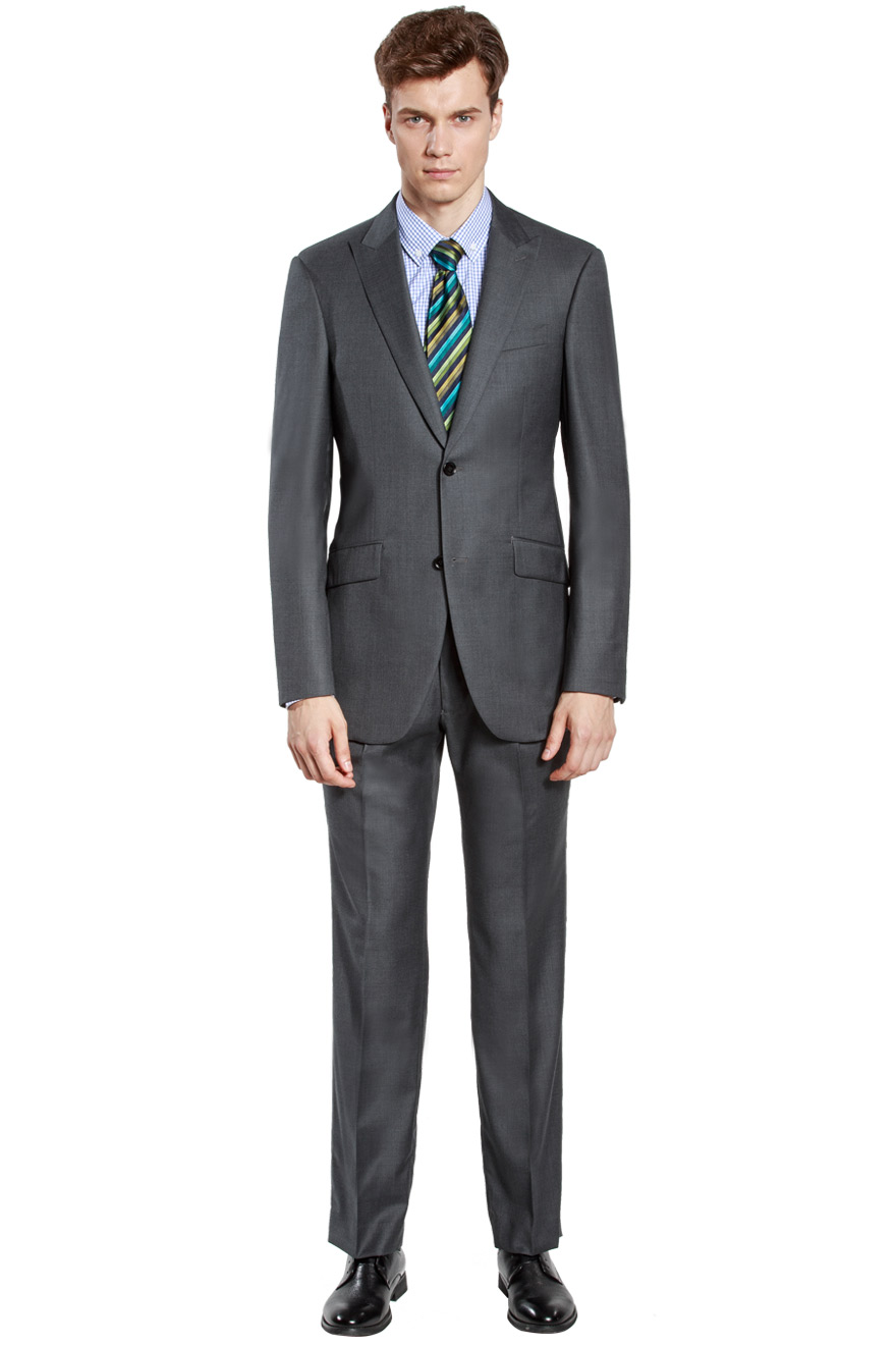 经典款灰色两件套西服