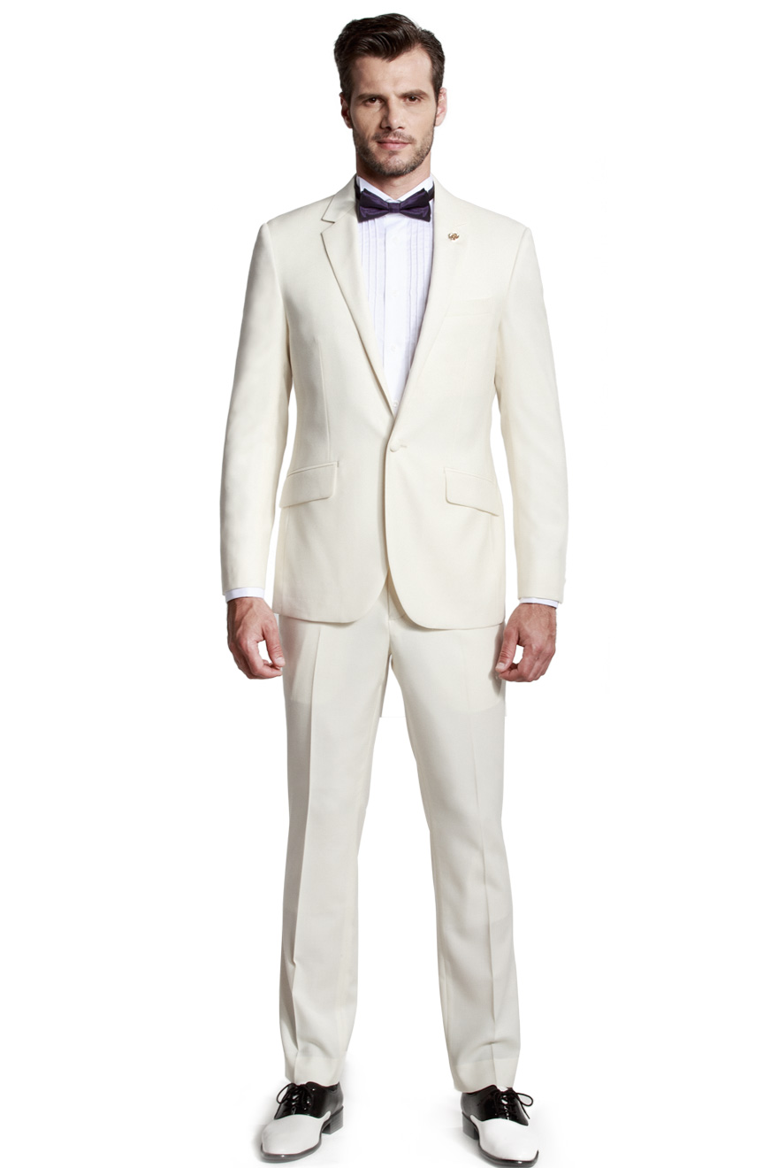 白色平驳领礼服两件套