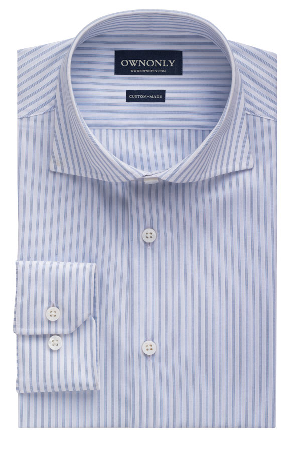 经典白底蓝色细条纹衬衫