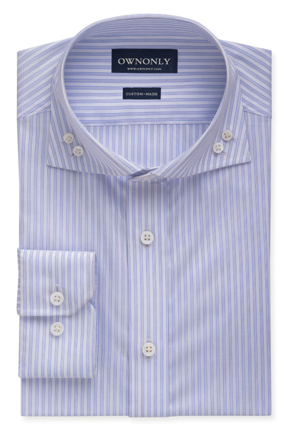 蓝白细条纹尚商务衬衫