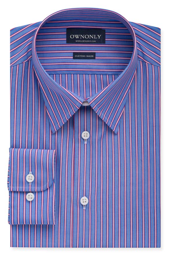 蓝红条纹商务衬衫