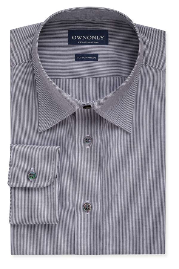 商务款Oxford灰&白细条纹衬衫