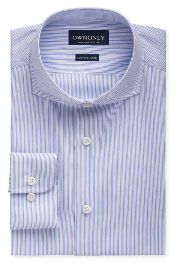 经典蓝色细条纹衬衫