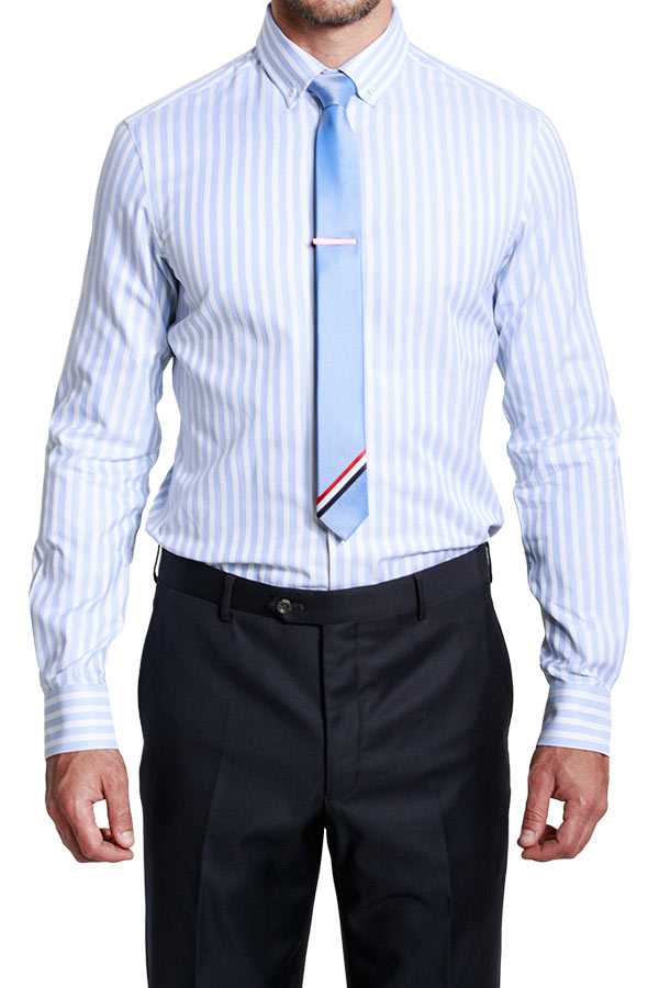 蓝色条纹纯棉衬衫