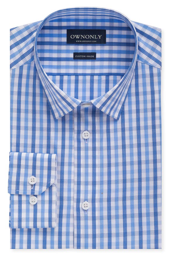 蓝色条纹纯棉衬衫