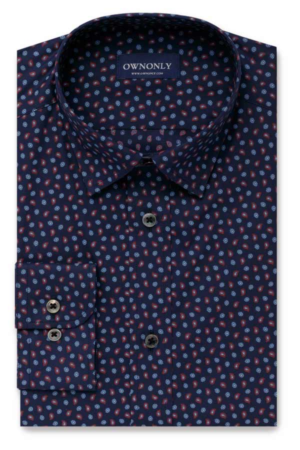 藏蓝色印花衬衫