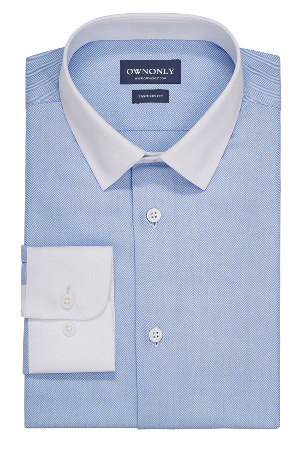 蓝色人字纹衬衫