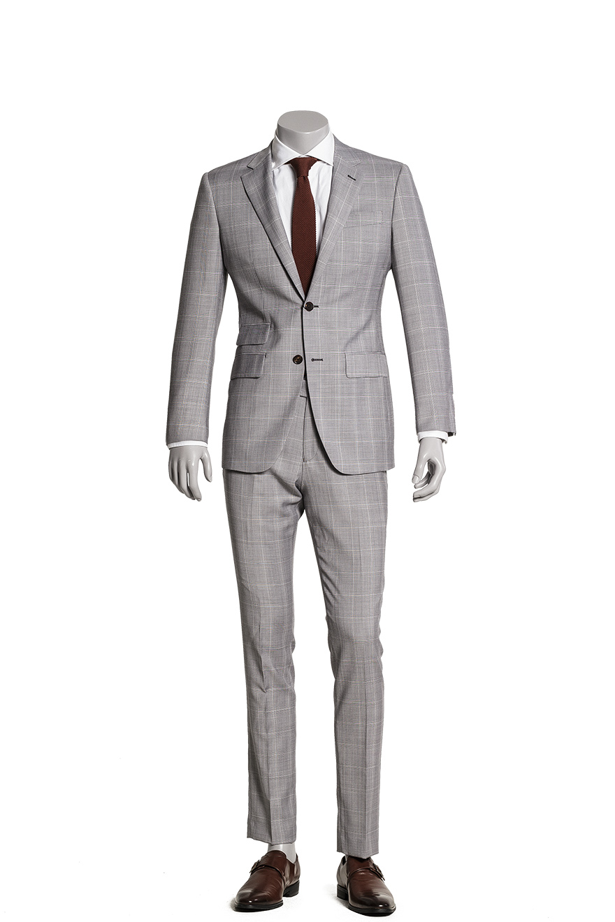 浅灰色格纹套西