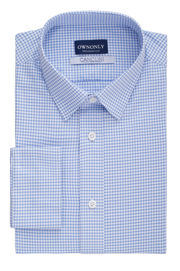 经典蓝色格纹衬衫