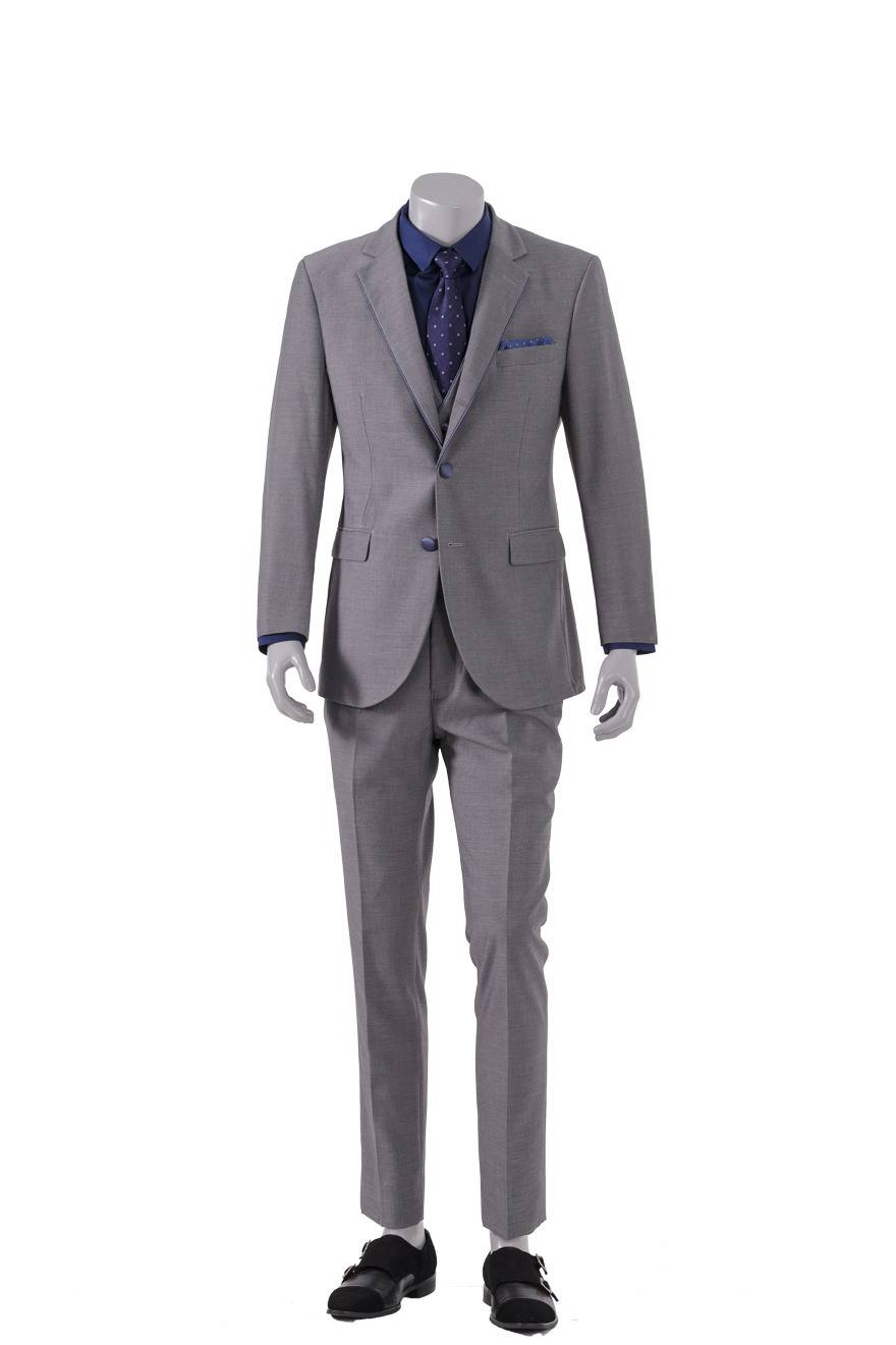 灰色镶边两件套