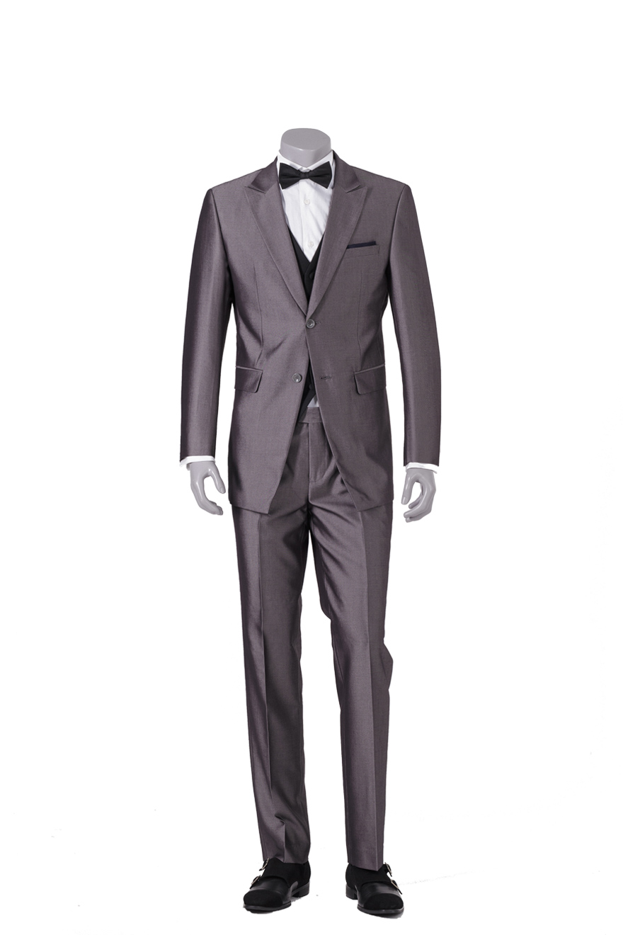 深灰色大戗驳领两件套